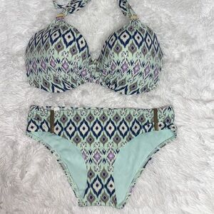 Victoria Secret Push Up Bandeau Hipster Bikini Set 34DD - Xs